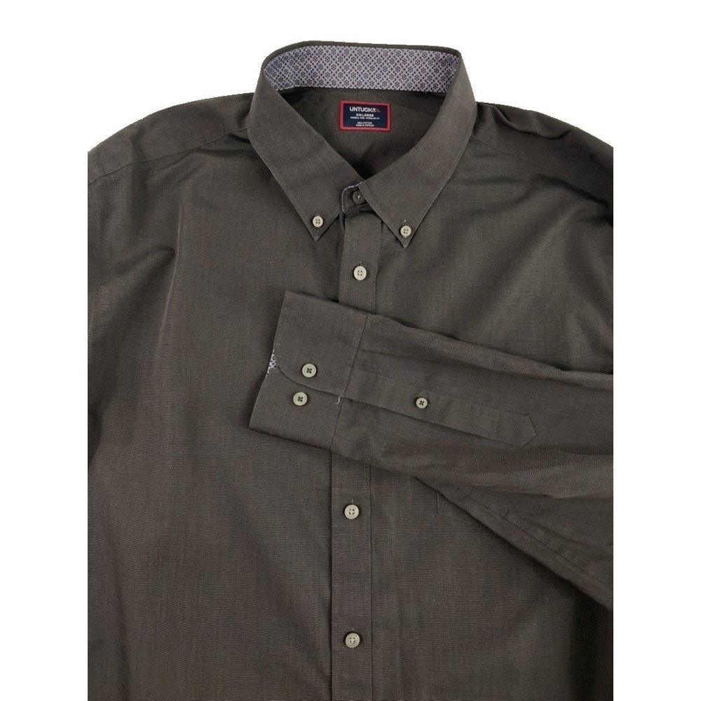 NWOT UNTUCKit Button Down Shirt Men Sz 2X Gray Wrinkle Free 100% Cotton